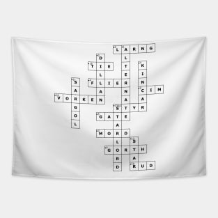 (1958SG) Crossword pattern with words from a famous 1958 science fiction book. Tapestry