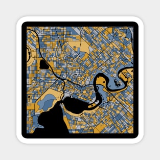 Perth Map Pattern in Blue & Gold Magnet