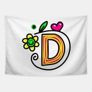 Letter D abc monogram hand drawn colorful alphabet Tapestry