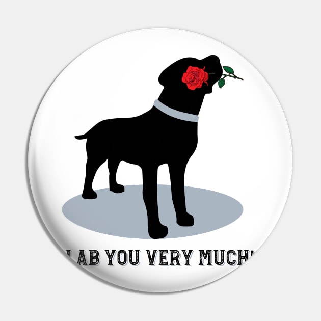 'Dog holding Red Rose ' Valentine's Day Black Labrador Pin by ourwackyhome