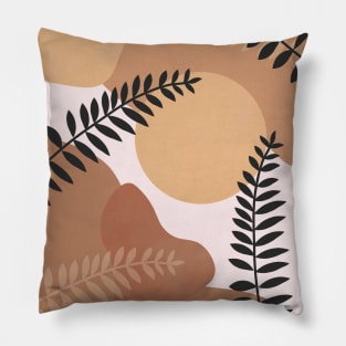 Neutral Abstract Botanical Fern Leaves 1 Pillow