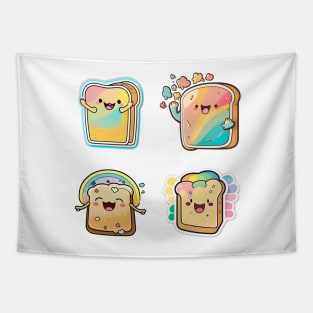 Cute happy colorfull kawaii toast Tapestry