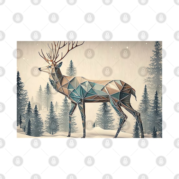 Geometric Winter Deer - Christmas, Hanukka, Happy New Years by YeCurisoityShoppe