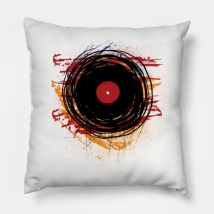 Retro Vintage Vinyl Record Oldies DJ! Paint Splatters and Brushes Pillow
