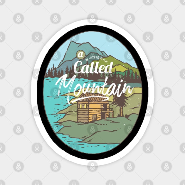 Outdoors Mountain Hiking Beautiful Colorful Cartoon Cabin Magnet by MrWatanabe