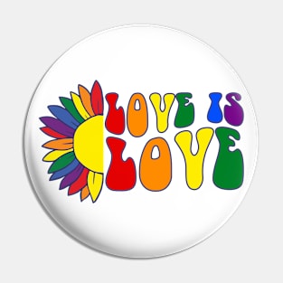 Love Is Love Sunflower LGBT Rainbow Flag Gay Pride Love Mens Pin