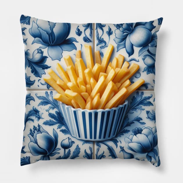 Delft Tile With Fast Food No.7 Pillow by artnook