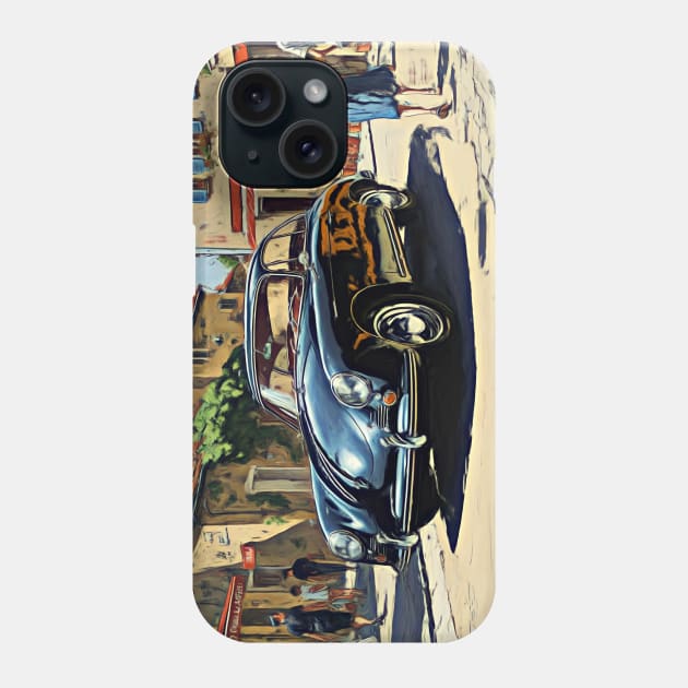 Porsche 356 in a french village Phone Case by DeVerviers