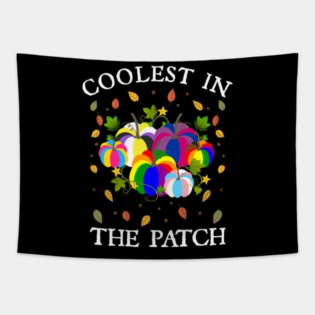 LGBTQ Fall Halloween Gay Lesbian Bisexual Transgender Non Binary Pansexual Pride Coolest In The Pumpkin Patch Tapestry by egcreations