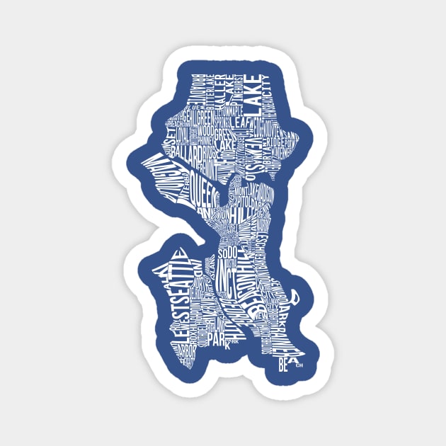 Seattle - Neighborhoods Map Magnet by downformytown