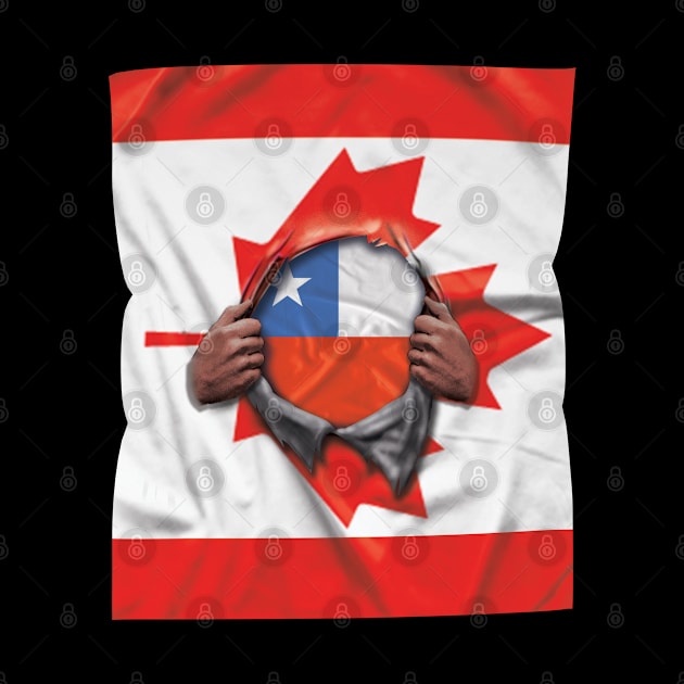 Chile Flag Canadian Flag Ripped - Gift for Chilean From Chile by Country Flags