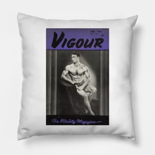 VIGOUR Vitality Magazine - Vintage Physique Muscle Male Model Magazine Cover Pillow