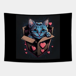 cute cat in box Tapestry