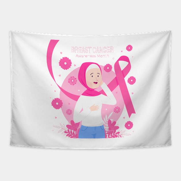 In October We Wear Pink Breast Cancer Awareness Survivor Tapestry by Goods-by-Jojo