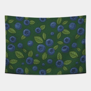 Blueberries on dark green Tapestry