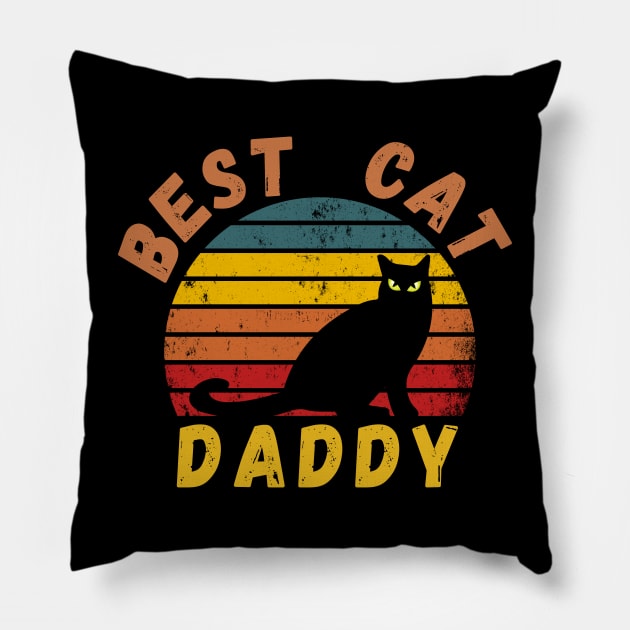 Best Cat Daddy Vintage Retro Distressed T-Shirt Pillow by SPOKN