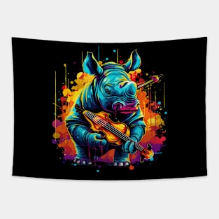 Rhinoceros Playing Violin Tapestry