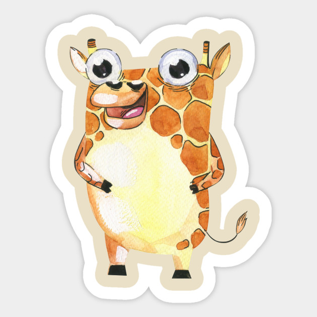 Baby Giraffe Watercolor Painting Giraffe Painting Sticker