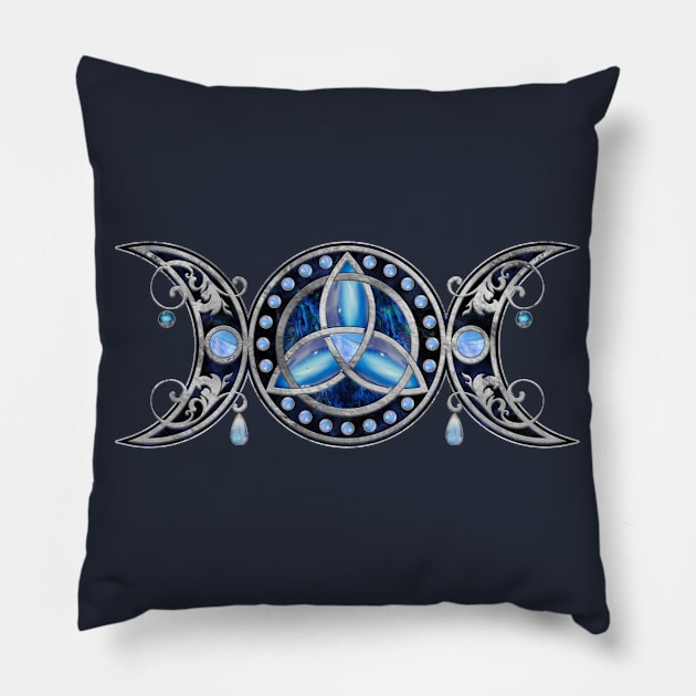 Triple Moon Triquetra Ornament with Moonstone Pillow by Nartissima