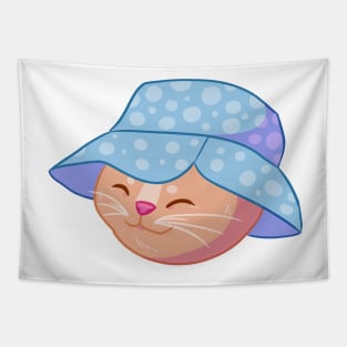 Bucket Hat Cat Tapestry