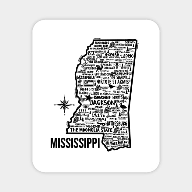 Mississippi Map Magnet by fiberandgloss