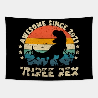 Kids Three Rex 3rd Birthday Third Dinosaur 3 Year Old Tapestry