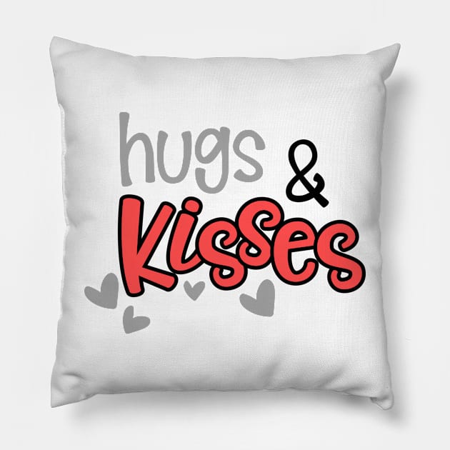 Hugs And Kisses Red Pillow by Spyder Art