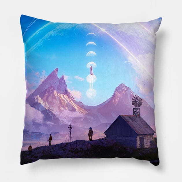 Luna Orbit Pillow by Jendi Art