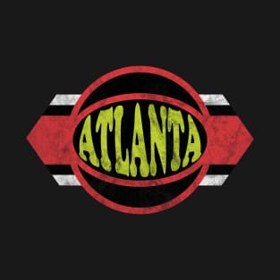 Atlanta Basketball retro and distressed ball and stripe T-Shirt