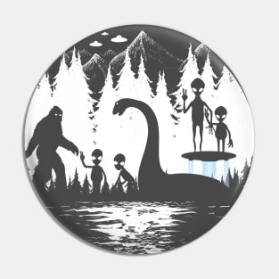 Bigfoot Loch Ness Monster Ufo And Aliens Pin