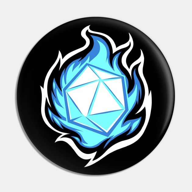 Flaming d20 V4 Pin by d20Monkey