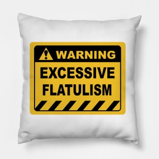 Human Warning Sign EXCESSIVE FLATULISM Sayings Sarcasm Humor Quotes Pillow