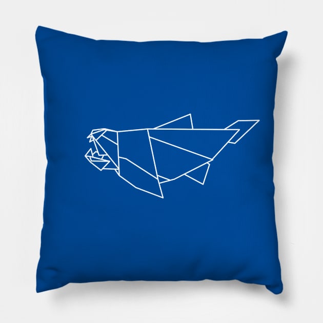 Origami Dunkleosteus in White Pillow by Print Stop Studio