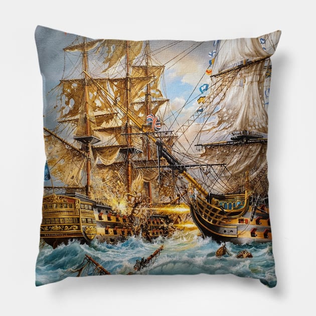 BATTLE OF TRAFALGAR Pillow by RobertArt