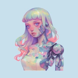 Pretty Pastel Anime Cyborg Girl T-Shirt