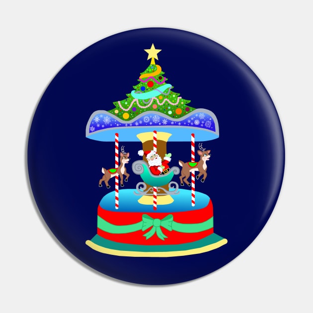 Christmas Merry-Go-Round Reindeer Carousel Pin by Art by Deborah Camp