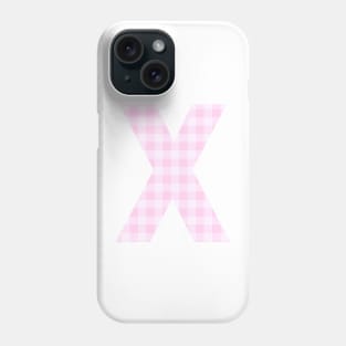 Pink Letter X in Plaid Pattern Background. Phone Case