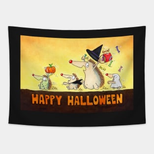 Happy Halloween Hedgehogs Tapestry