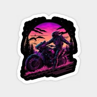 Ride the Vintage: Synthwave Motorcycle Gear Magnet