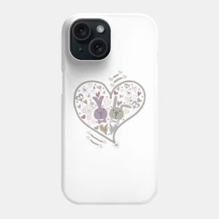 2 Cute Bunnies in a heart Phone Case