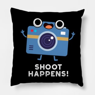 Shoot Happens Cute Camera Pun Pillow