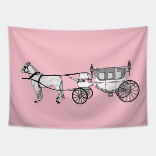 Wedding horse & carriage cartoon illustration Tapestry