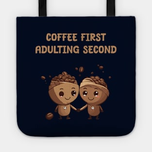 Cute coffee beans holding hands Tote