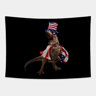 Funny T Rex Dinosaur, USA Flag, American Tapestry