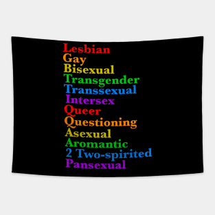 LGBTTIQQAA2P Pride Diversity Rainbow LGBTQ Acronym Tapestry