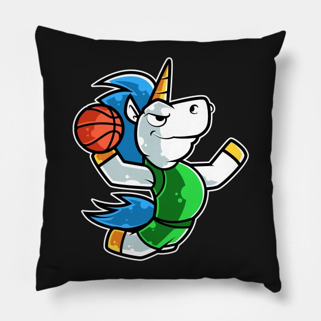 Unicorn Basketball Game Day Funny Team Sports B-ball graphic Pillow by theodoros20