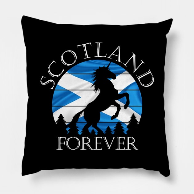 Scottish Unicorn Scotland Forever Pillow by LittleBoxOfLyrics
