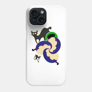 Black cats and woman walking Phone Case