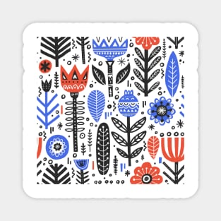 Slavic Folk Pattern with Flowers and Leaves Magnet