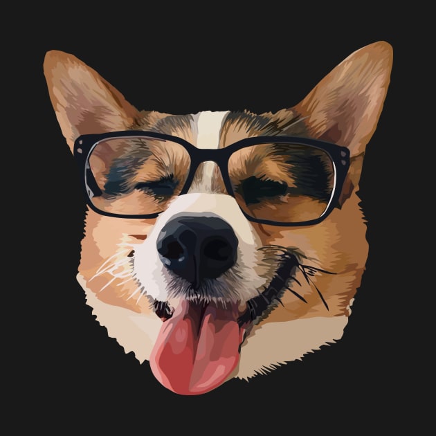 Corgi Dog with Glasses by thedailysoe